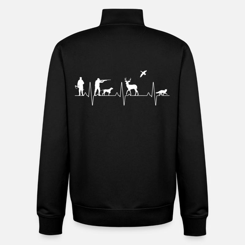 Hunter heartbeat for hunting - Unisex Organic Zip Sweatshirt by Stanley/Stella - black
