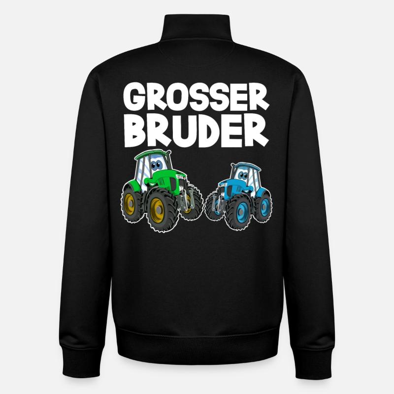 Grosser Bruder Traktor - Unisex Organic Zip Sweatshirt von Stanley/Stella - Schwarz