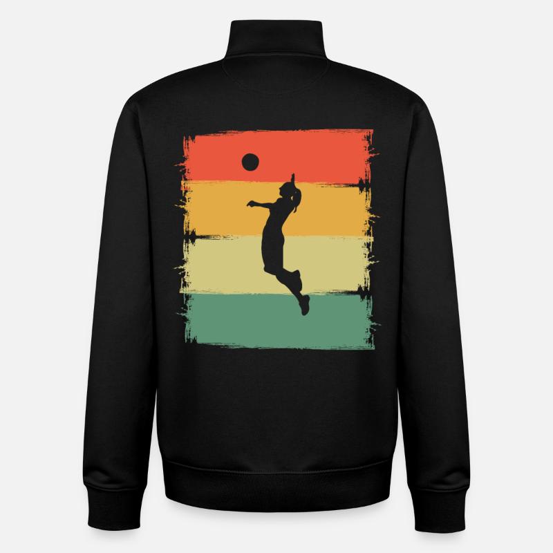 Volley-ball - Sweat zippé unisexe en coton bio Stanley/Stella - noir