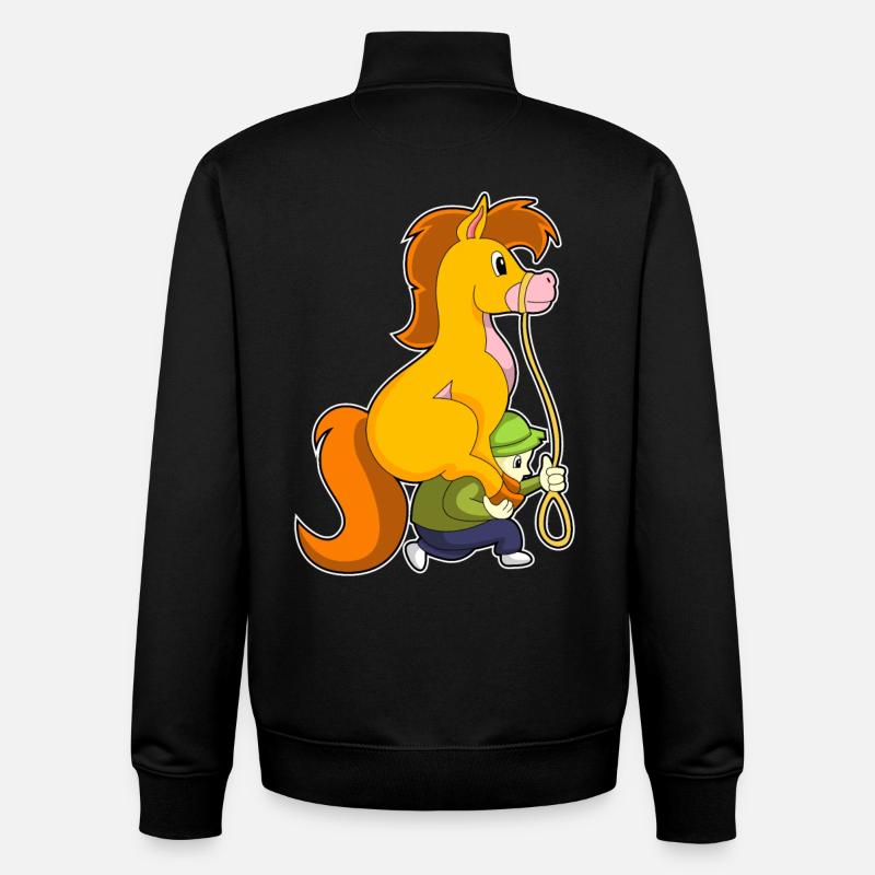 Pferd mit Junge - Unisex Organic Zip Sweatshirt von Stanley/Stella - Schwarz