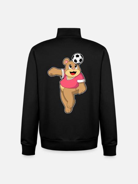 Bear Soccer Player Soccer - Unisex Organic Zip Sweatshirt by Stanley/Stella - black