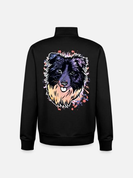 Border Collie Farbklecks - Unisex Organic Zip Sweatshirt von Stanley/Stella - Schwarz