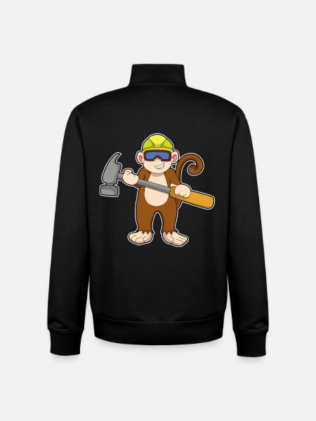 Monkey Craftsman Hammer Craft - Unisex Organic Zip Sweatshirt by Stanley/Stella - black