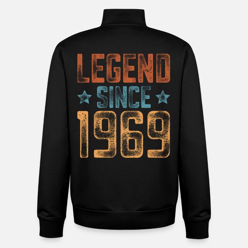 1969 Naissance Année de naissance Anniversaire - Sweat zippé unisexe en coton bio Stanley/Stella - noir