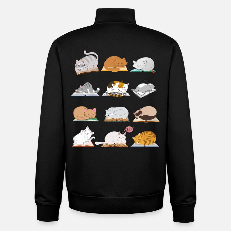 Collection de chats de lecture - Sweat zippé unisexe en coton bio Stanley/Stella - noir