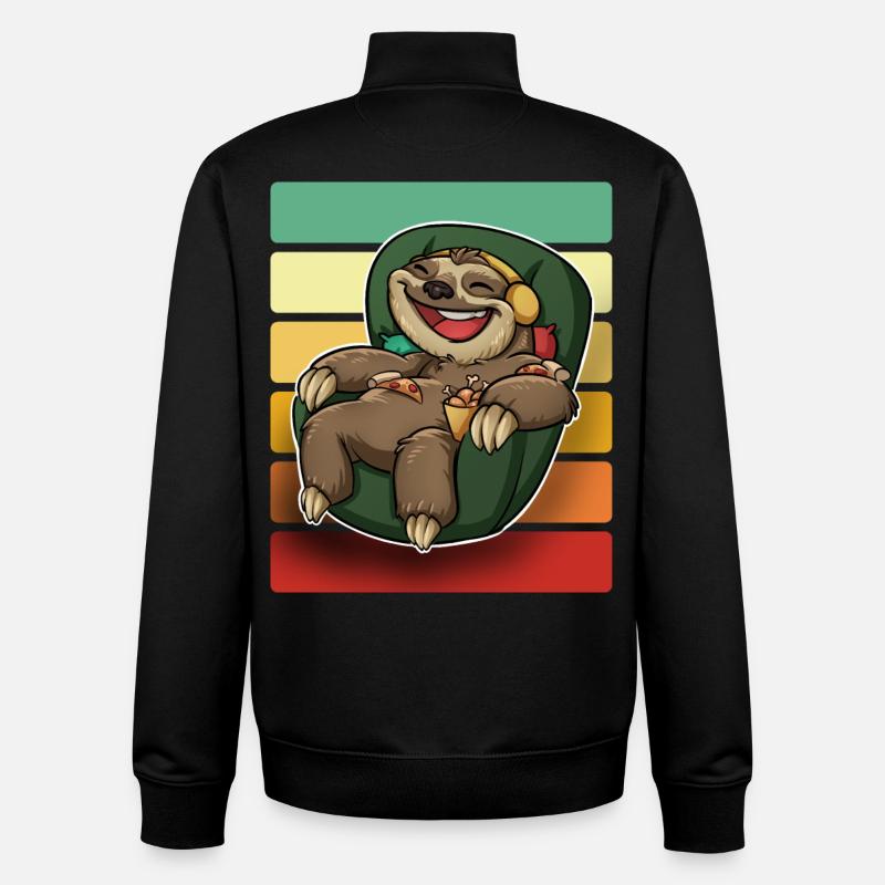 Faultier Sessel Pizza - Unisex Organic Zip Sweatshirt von Stanley/Stella - Schwarz