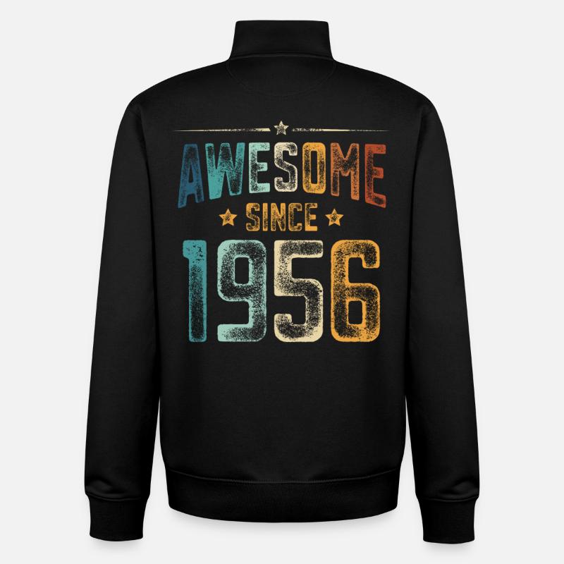 1956 Naissance Anniversaire Année de naissance - Sweat zippé unisexe en coton bio Stanley/Stella - noir