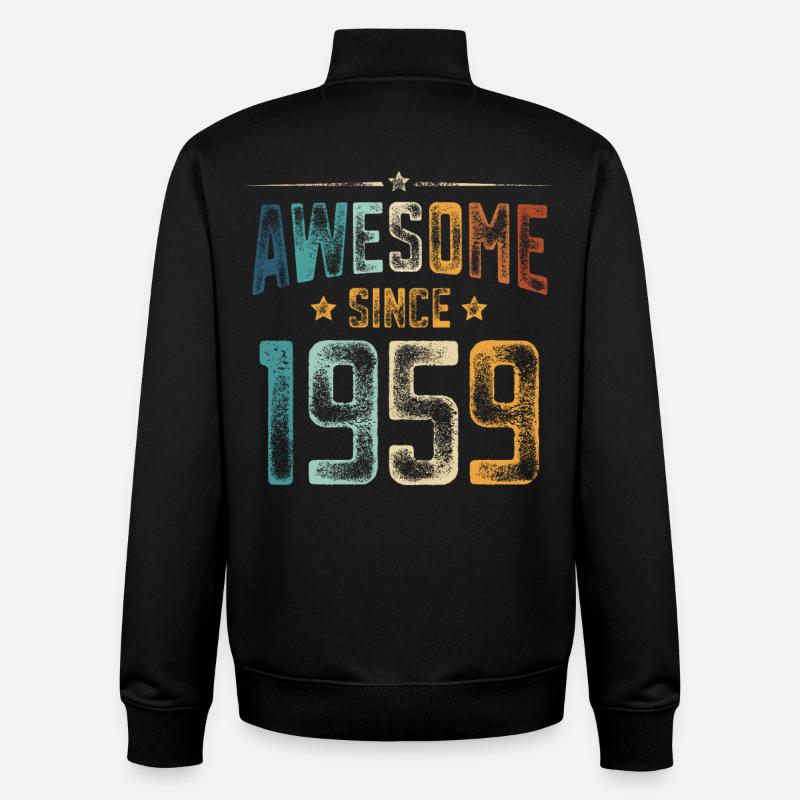 1959 Naissance Anniversaire Année de naissance - Sweat zippé unisexe en coton bio Stanley/Stella - noir