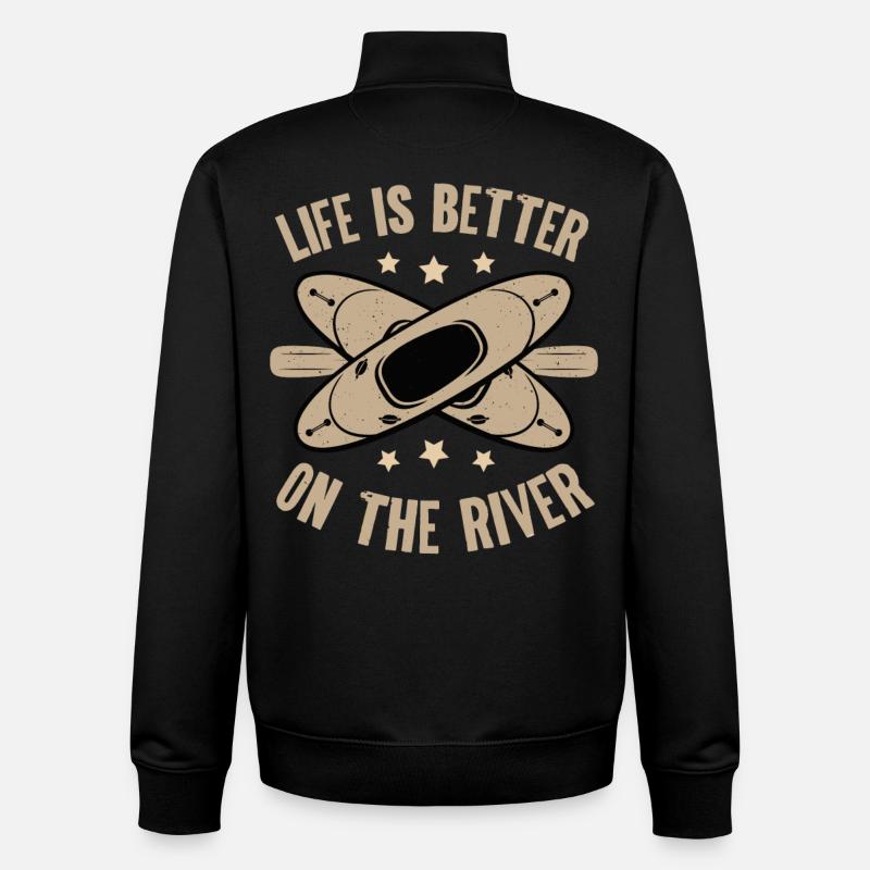 Kayak Kayaking - Unisex Organic Zip Sweatshirt by Stanley/Stella - black