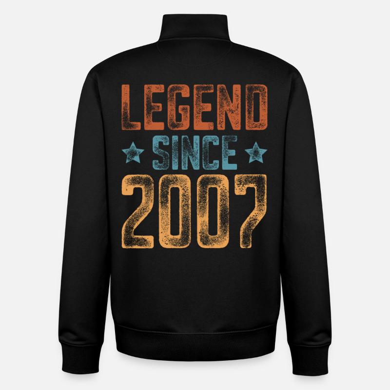 2007 Naissance Année de naissance Anniversaire - Sweat zippé unisexe en coton bio Stanley/Stella - noir