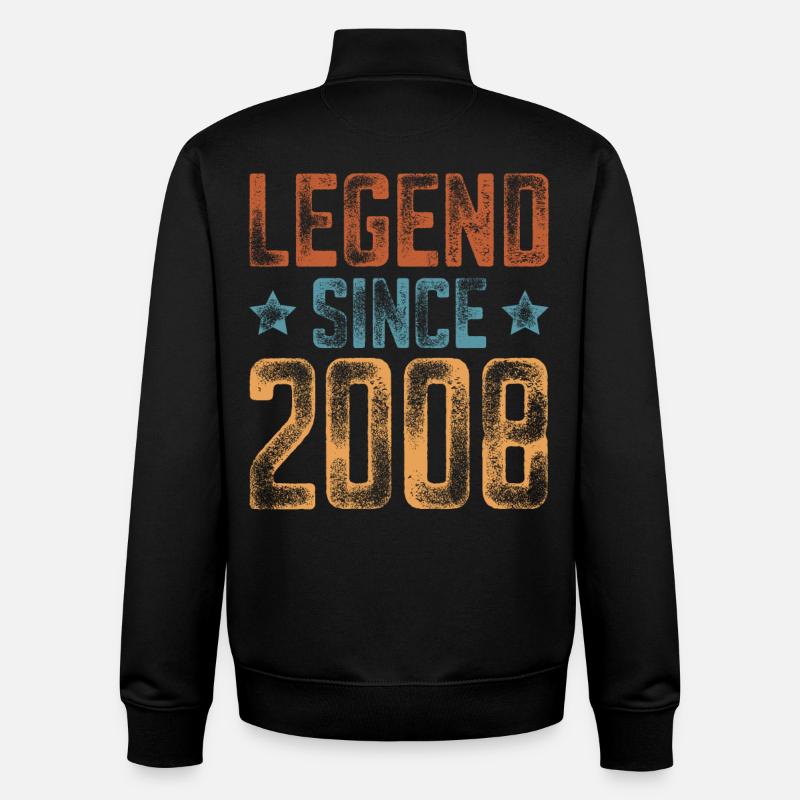 2008 Naissance Année de naissance Anniversaire - Sweat zippé unisexe en coton bio Stanley/Stella - noir