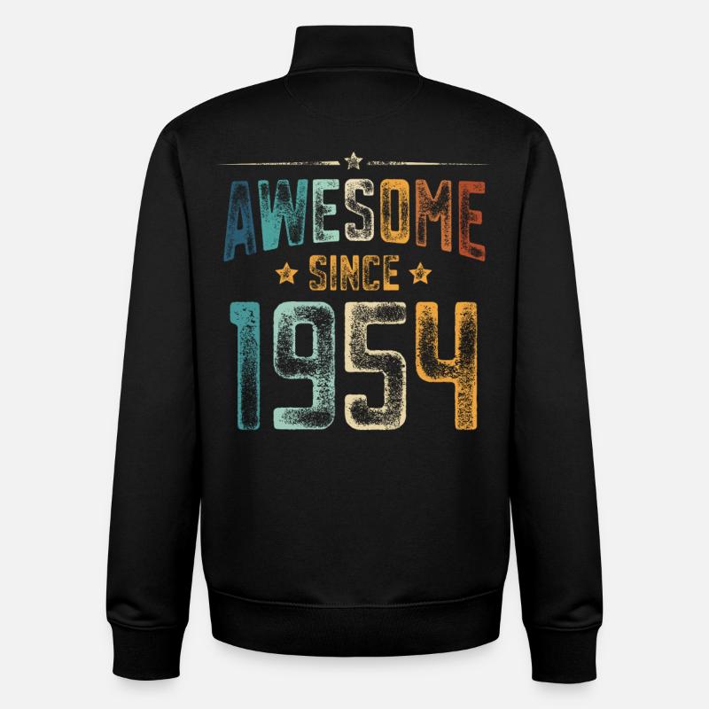 1954 Naissance Année de naissance - Sweat zippé unisexe en coton bio Stanley/Stella - noir