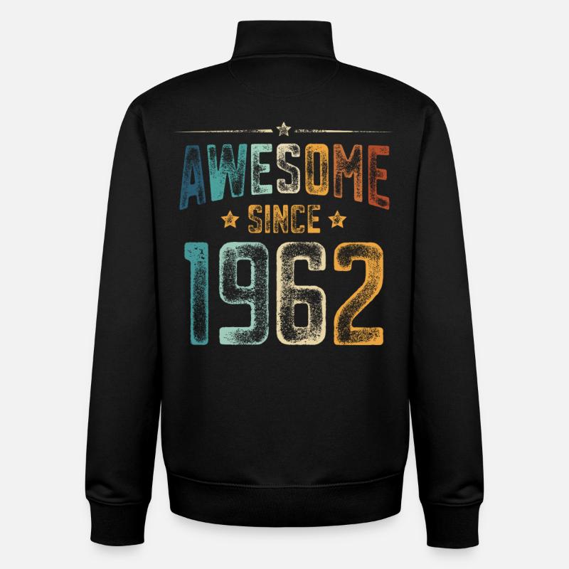 1962 Naissance Année de naissance - Sweat zippé unisexe en coton bio Stanley/Stella - noir