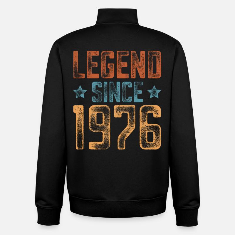 1976 Naissance Année de naissance Anniversaire - Sweat zippé unisexe en coton bio Stanley/Stella - noir