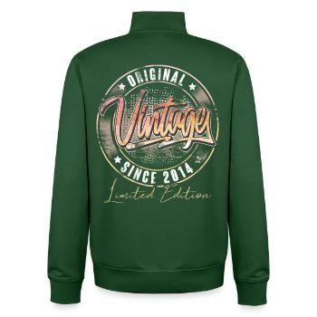 2014 Year of birth Birthday Vintage - Unisex Organic Zip Sweatshirt by Stanley/Stella - bottle green - Back - AI Model Male 185 dark (185cm)