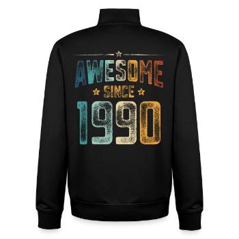 1990 Born Birthday Year of birth - Unisex Organic Zip Sweatshirt by Stanley/Stella - black - Back - AI Model Male 185 light (185cm)