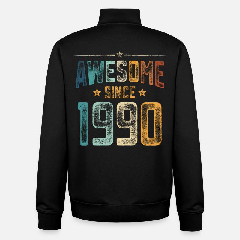 1990 Naissance Année de naissance - Sweat zippé unisexe en coton bio Stanley/Stella - noir