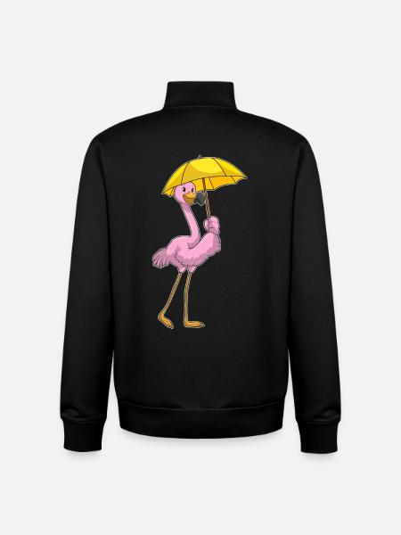 Flamingo Umbrella - Unisex Organic Zip Sweatshirt by Stanley/Stella - black