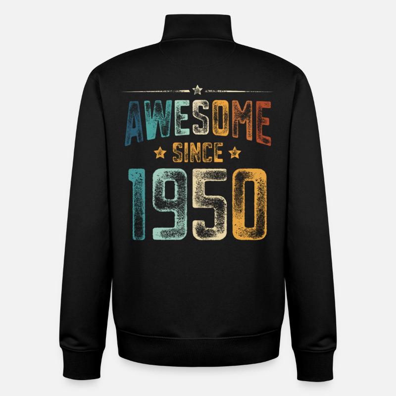 1950 Naissance Année de naissance - Sweat zippé unisexe en coton bio Stanley/Stella - noir