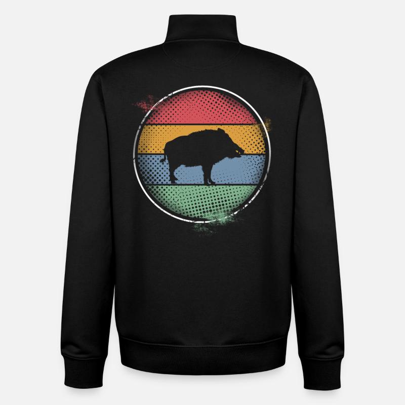 Sanglier - Sweat zippé unisexe en coton bio Stanley/Stella - noir