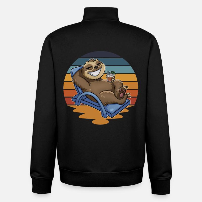 Vacances sloth Holidaymaker - Sweat zippé unisexe en coton bio Stanley/Stella - noir