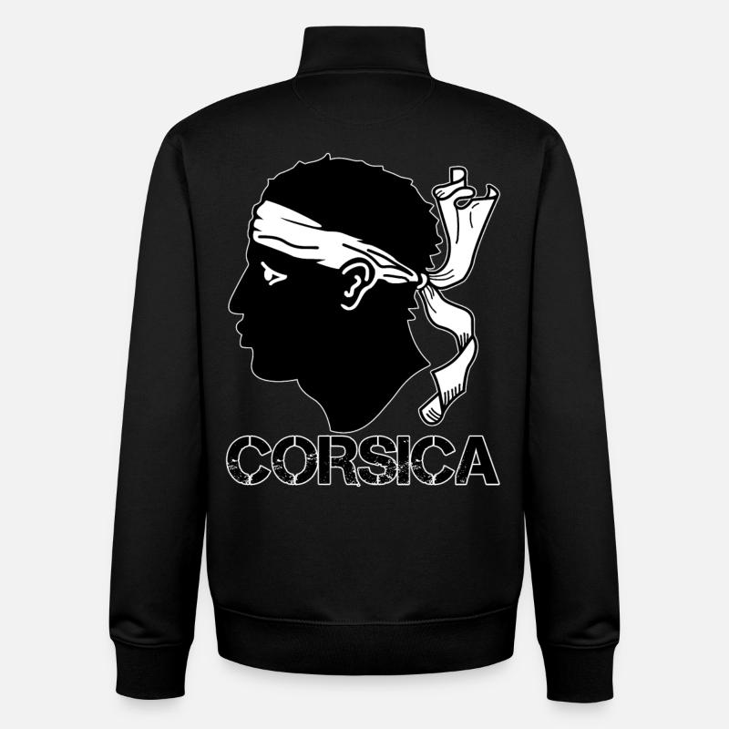 Corsica Drapeau Tête de Maure - Sweat zippé unisexe en coton bio Stanley/Stella - noir