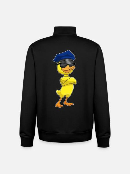 Duck Policeman Sunglasses Police - Unisex Organic Zip Sweatshirt by Stanley/Stella - black