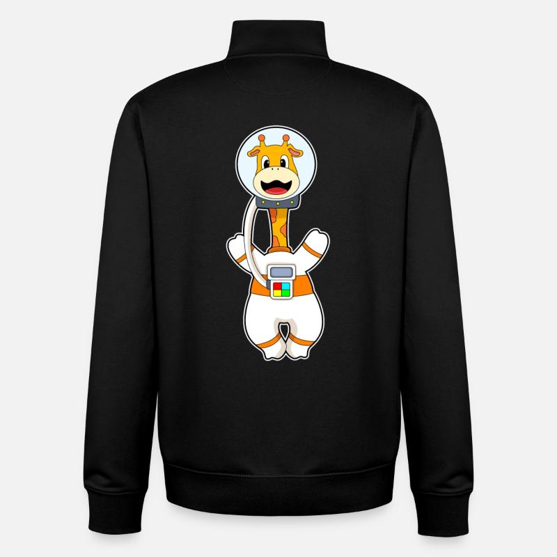 Giraffe Astronaut Space - Unisex Organic Zip Sweatshirt by Stanley/Stella - black