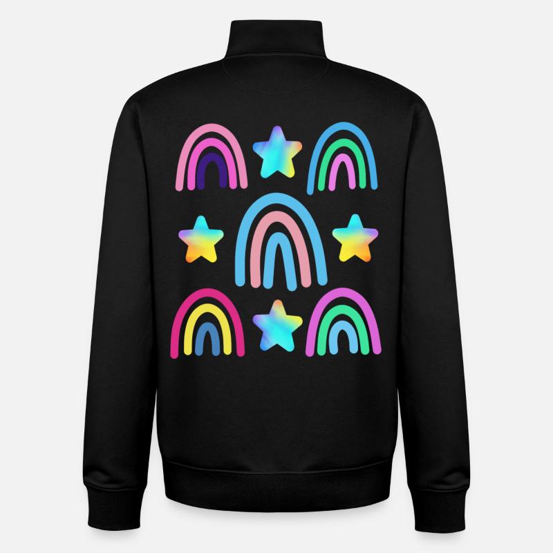 bunter Regenbogen und Sterne - Unisex Organic Zip Sweatshirt von Stanley/Stella - Schwarz