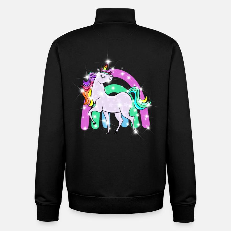 funkelndes Einhorn mit Regenbogen - Unisex Organic Zip Sweatshirt von Stanley/Stella - Schwarz