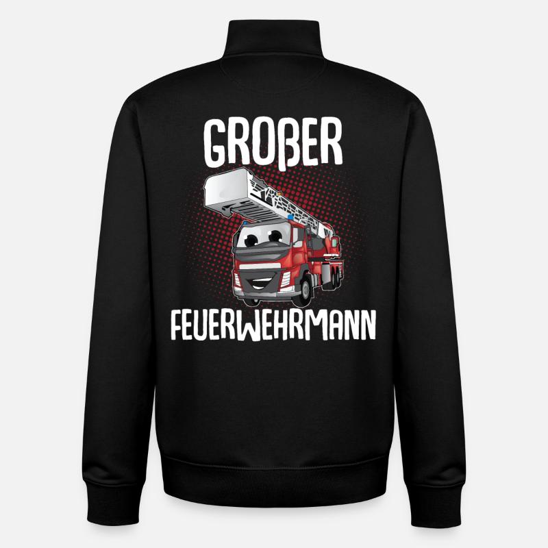 Großer Bruder Großer Feuerwehrmann - Unisex Organic Zip Sweatshirt von Stanley/Stella - Schwarz