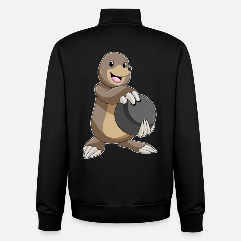 Mole Bowling Bowling Ball - Unisex Organic Zip Sweatshirt by Stanley/Stella - black