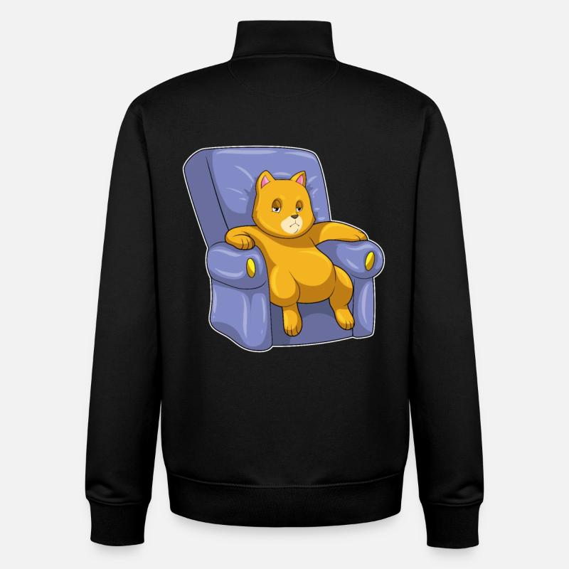 Chat avec canapé - Sweat zippé unisexe en coton bio Stanley/Stella - noir
