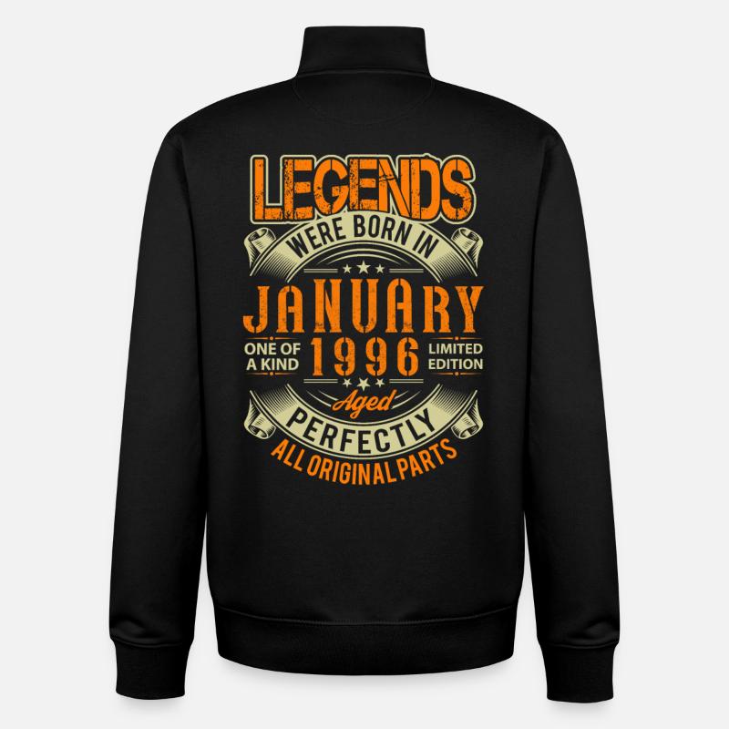 1996 Légende d’anniversaire de janvier - Sweat zippé unisexe en coton bio Stanley/Stella - noir