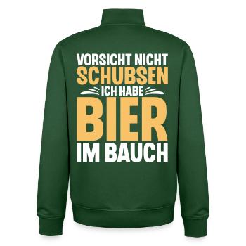 Bier Spruch Lustig Saufen - Unisex Organic Zip Sweatshirt von Stanley/Stella - Flaschengrün - Hinten - AI Model Male 185 dark (185cm)