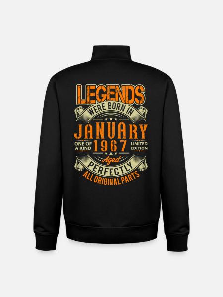 1967 January Birthday Legend - Unisex Organic Zip Sweatshirt by Stanley/Stella - black