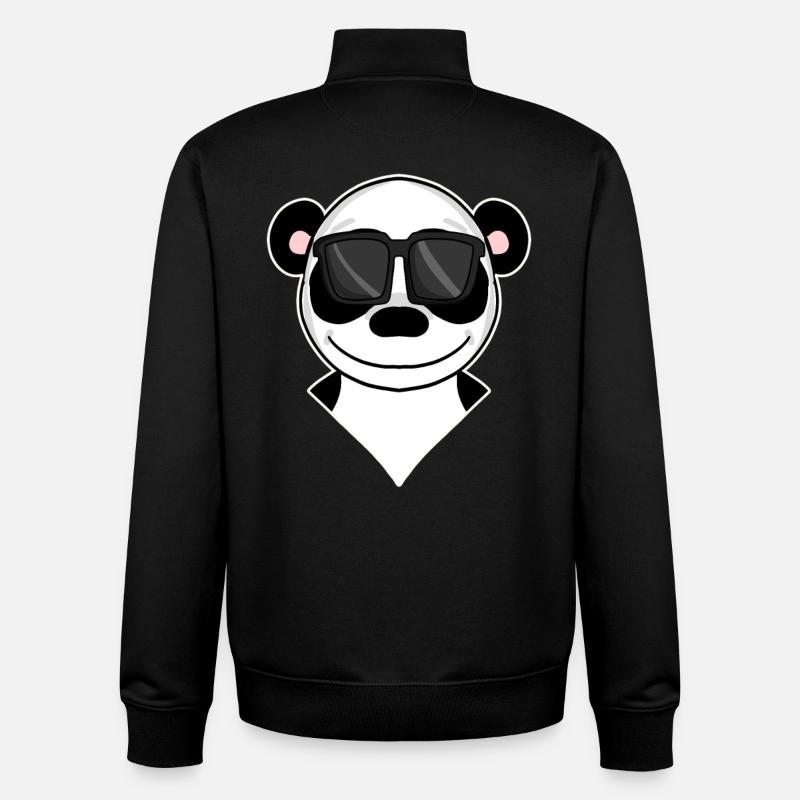 Panda - ours panda cool - Sweat zippé unisexe en coton bio Stanley/Stella - noir