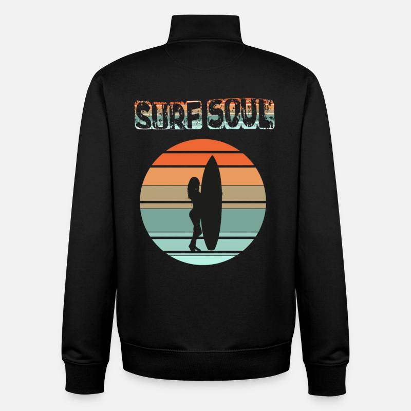 Surfer silhouette with sunset - Unisex Organic Zip Sweatshirt by Stanley/Stella - black