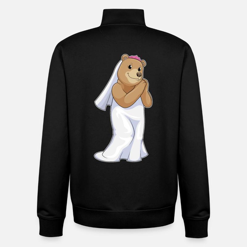 Ours comme mariée avec voile - Sweat zippé unisexe en coton bio Stanley/Stella - noir