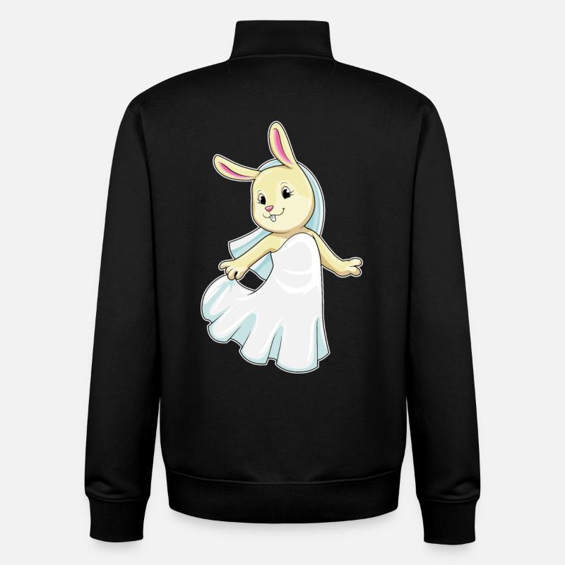 Lapin comme mariée avec voile - Sweat zippé unisexe en coton bio Stanley/Stella - noir