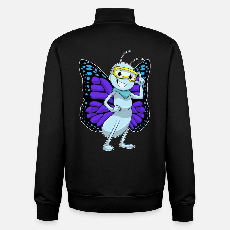 Butterfly Glasses - Unisex Organic Zip Sweatshirt by Stanley/Stella - black