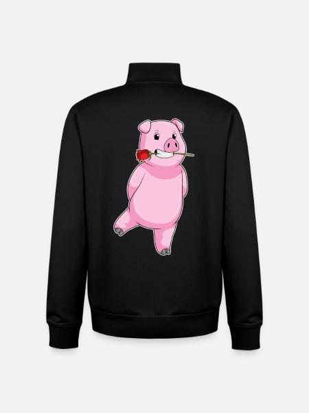 Pig Rose - Sweat zippé unisexe en coton bio Stanley/Stella - noir