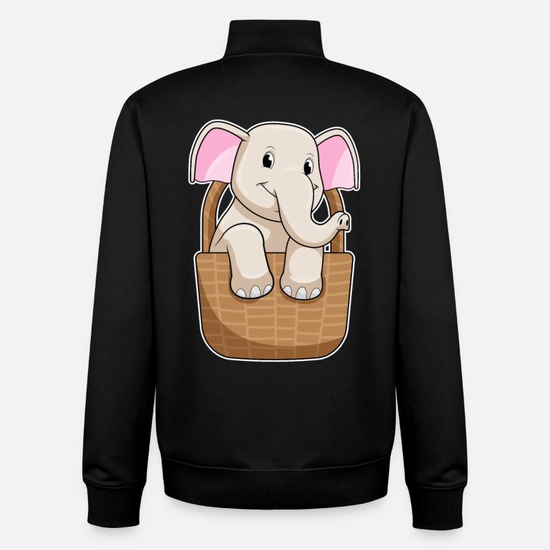 Éléphant avec panier - Sweat zippé unisexe en coton bio Stanley/Stella - noir