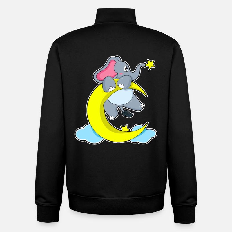 Elefant auf Wolken - Unisex Organic Zip Sweatshirt von Stanley/Stella - Schwarz