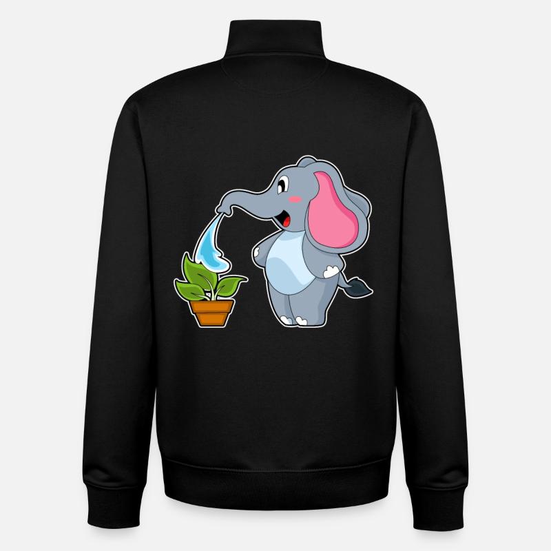 Éléphant avec plante - Sweat zippé unisexe en coton bio Stanley/Stella - noir