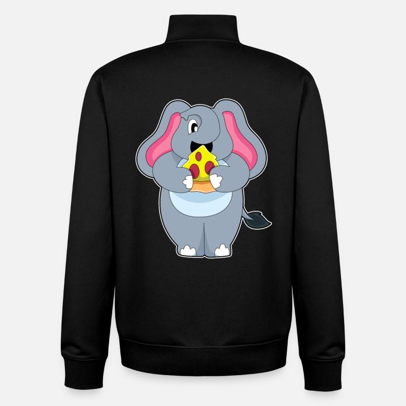 Elephant Pizza - Unisex Organic Zip Sweatshirt by Stanley/Stella - black