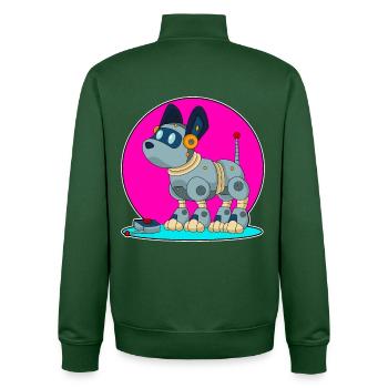 Robot Chien - Sweat zippé unisexe en coton bio Stanley/Stella - vert bouteille - Dos - AI Model Male 185 dark (185cm)