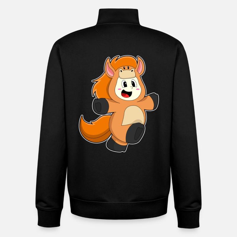 Cheval en costume - Sweat zippé unisexe en coton bio Stanley/Stella - noir