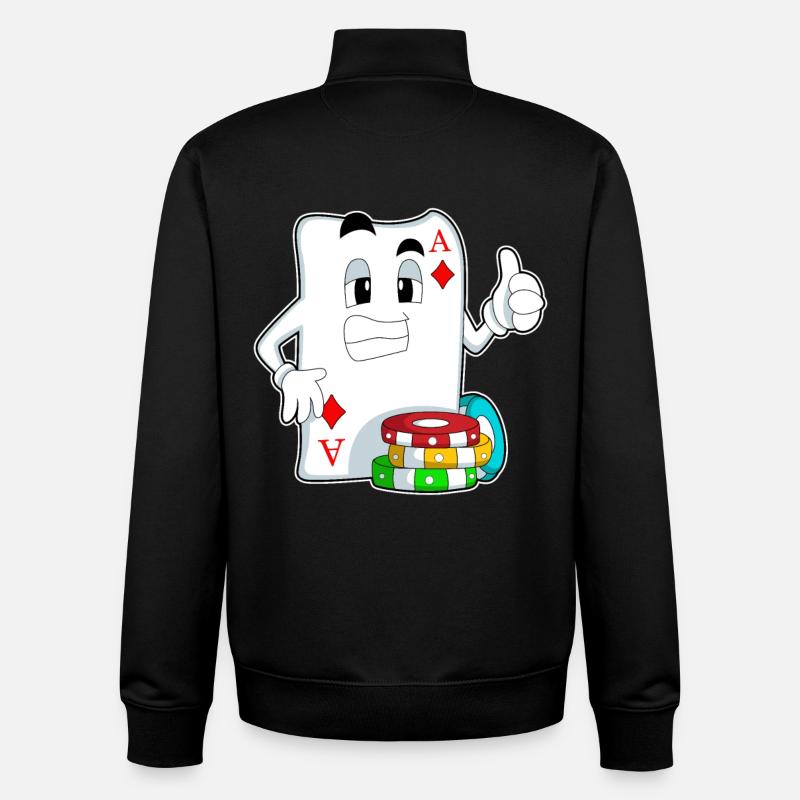 Pokerkarte mit Pokerchips - Unisex Organic Zip Sweatshirt von Stanley/Stella - Schwarz
