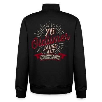76. Geburtstag Oldtimer - Unisex Organic Zip Sweatshirt von Stanley/Stella - Schwarz - Hinten - AI Model Male 185 light (185cm)